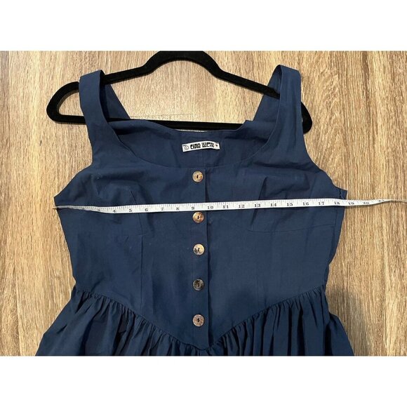 Ciao Lucia Coretta Dress in Navy Size Large Drop Waist Midi Scoopneck Buttons - Picture 6 of 7
